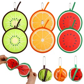 Radsocken 6 Pieces Folding Hand Fan,Fruit Foldable Fan,Summer Festival Handheld Folding Fan Portable Beautiful Patterns Display Fans,Round Hand Fan for Home Personal Decoration Party Wedding