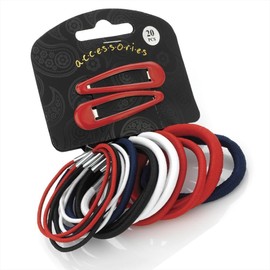 20 PIECE HAIR SNAP CLIP & ELASTIC BOBBLE PONIO SET