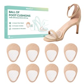 Ball of Foot Cushions for Heels - Welnove 4 Pairs Metatarsal Pads for Women Men Non Slip Shock Absorbing Gel - Invisible Design High Heels Inserts for Foot Pain Relief, Slipping, Blisters (Beige)