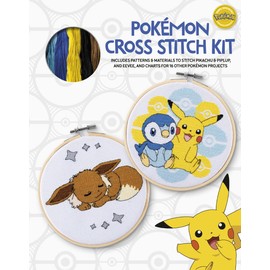 Pokémon Cross Stitch Kit: Includes patterns and materials to stitch Pikachu & Piplup, & Evee, and charts for 16 other Pokémon projects