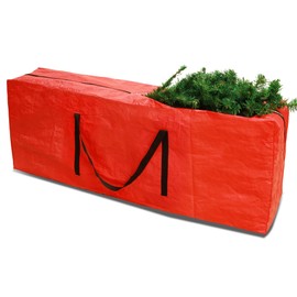 RICHIE Christmas Tree Storage Bag for up to 9ft Christmas tree, Xmas Tree Storage Box for easy storage of Christmas tree with durable reinforced carry handle(155x38x53cm, Red)