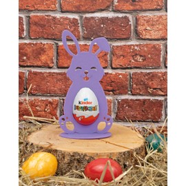 Osterhase für Kinder Überraschungsei mit Schlappohr und süßem Lächeln, Osterhasen Deko, kleines Ostergeschenk für Kinder & Erwachsene, Ü-Ei Halter, Osterhasen mit schönen Farben (lila)