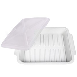 MMUGOOLER Microwave Easy Bacon Maker/Cooker with Lid, Safety, Quick and with No Mess, 11.3“ L x 9.0" W x 2.4" H- White