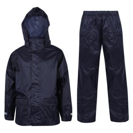 A2Z 4 Kids Boys Girls Waterproof Hooded Rain Suit with Matching Carry Bag Lightweight - Rainsuit 640 Navy 5-6
