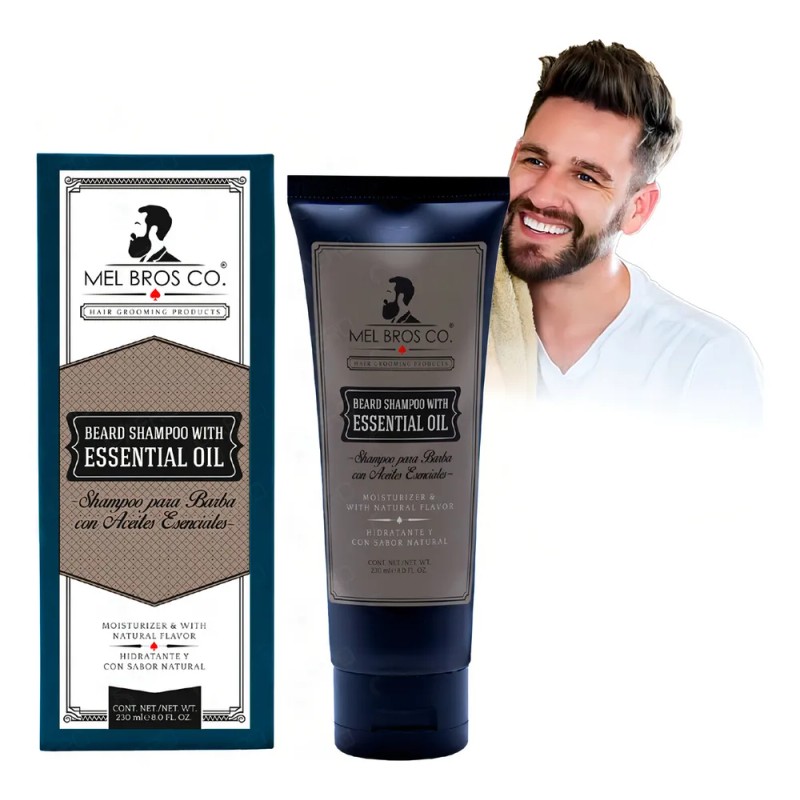 Shampoo Barba Mel Bros Co. Aceites Esenciales Hidrata 230 Ml