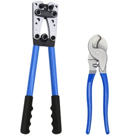 Battery Cable Lug Crimping Tool, Wire Crimper Tool with Cable Cutter for AWG 10-1/0 Electrical Lug Crimper, Heavy Duty Wire Lugs, Battery Terminal, Copper Lugs