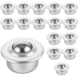 Oungy Pack of 16 Carbon Steel Ball Castors, Small, 15 mm Ball Transfer Ball Castors, Heavy Duty, 360º Metal Ball Castors with Steel Ball, Universal Ball Castors for Assembly Line, Sliding Sledge