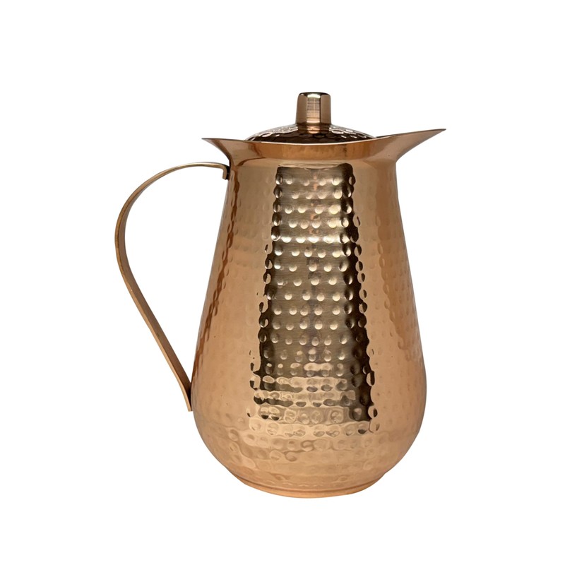 BOLD & DIVINE 2 Liter Copper Pitcher, Hand Hammered, Classic,