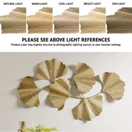 Madison Park Wall Art Living Room Décor Faye Metal Foil Ginkgo Leaf Large Home Accent Modern Inspired Dining, Bathroom Decoration Ready to Hang Ornament for Bedroom, 43" W x 23.5" H x 1.6" D, Gold