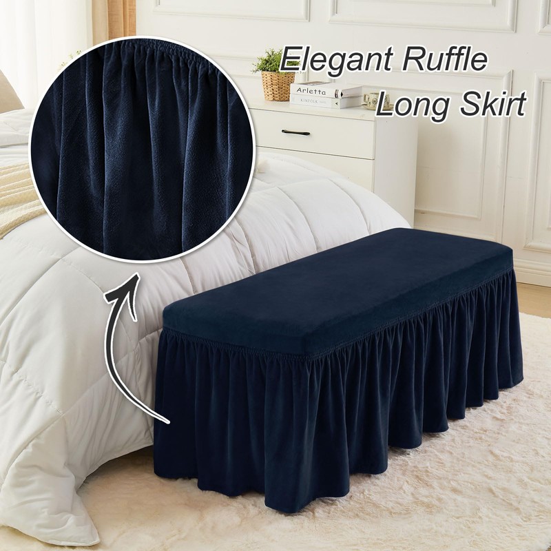 NICEEC Spandex Stretch Dining Bench Cover with Skirt Removable Bench