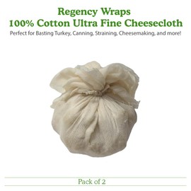 Regency Wraps - Estopilla de queso 100% algodón para untar, enlatar, colar, hacer queso, natural ultrafina, 9 pies cuadrados, paquete de 2
