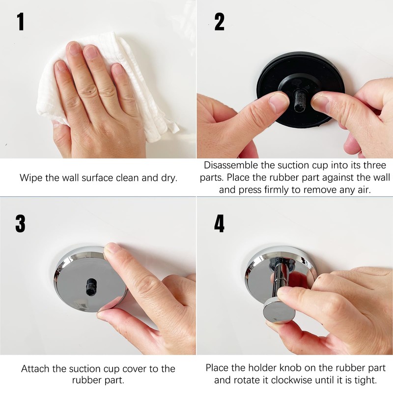 Poywaze Suction Hooks for Bathroom, Shower Hook No Drilling, Waterproof