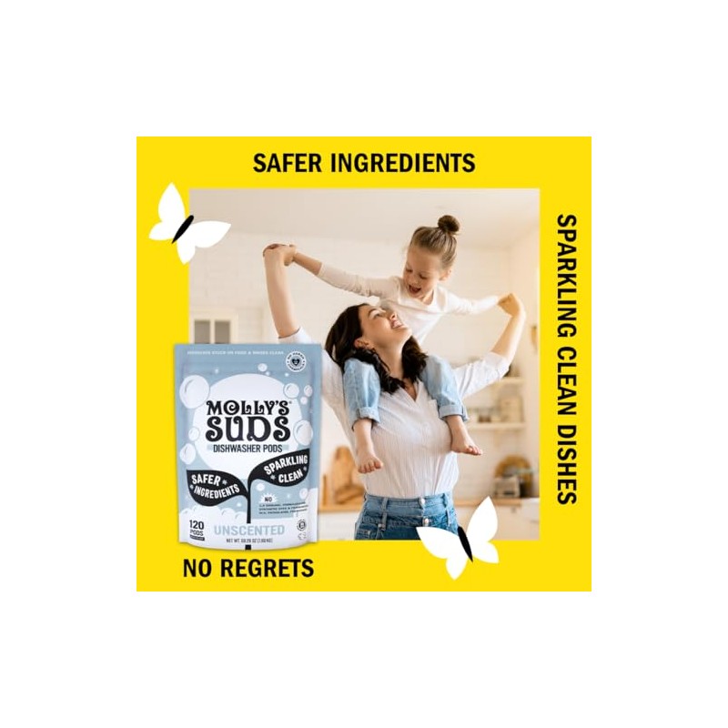 Molly's Suds Dishwasher Pods | Clean Dishwasher Detergent, Cuts Grease