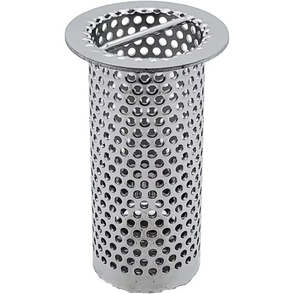 Express-KitchQuip Cylinder Floor Drain Strainer Perforated Stainless Steel 2" Diameter
