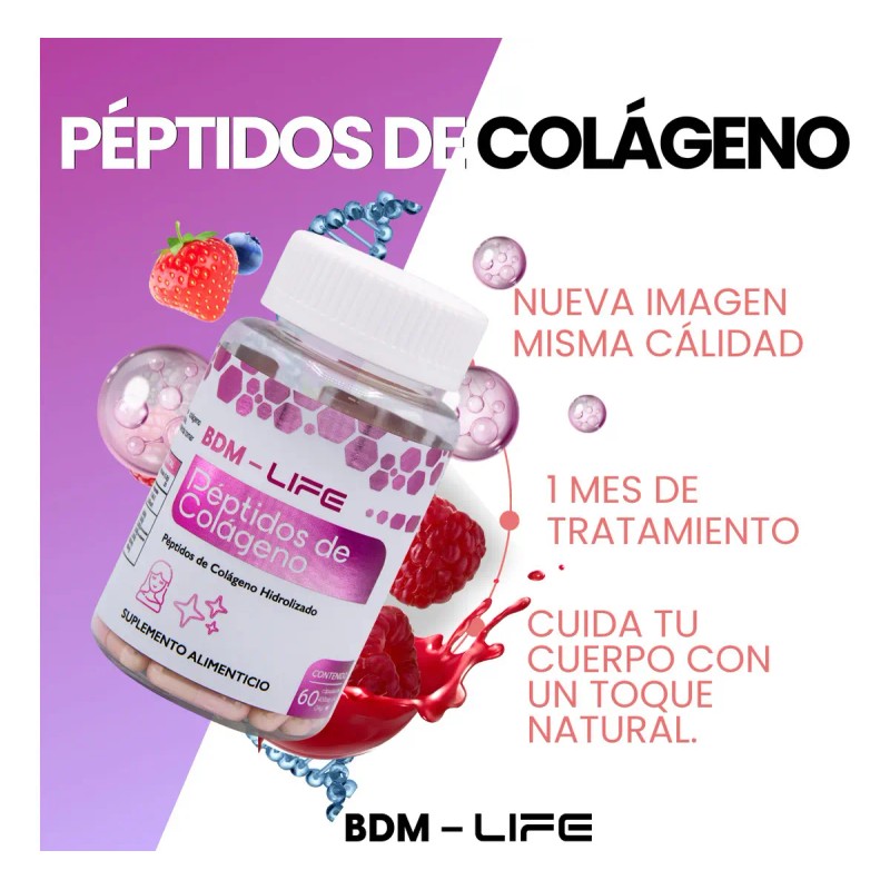 Colágeno Hidrolizado Sabor Bdm Lab 180 Cápsulas Libre Gluten
