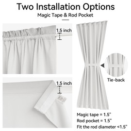 Vatge Self-Adhesive French Door Curtains - Rodless No Drill Light Filtering Window Treatment for Sliding Glass Doors, 1 Panel, W25 x L72, Greyish White