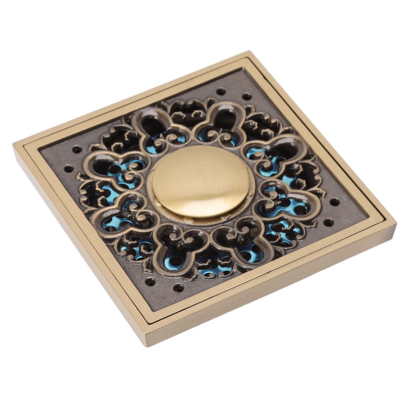 Floor Drain Metal Squared Retro Style Water Drainage Shower Drain