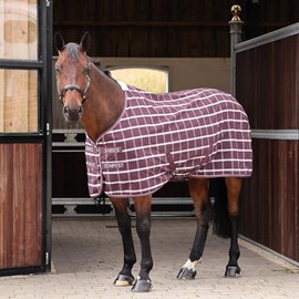 Shires Tempest Original Stable Sheet - Maroon Check 5ft9