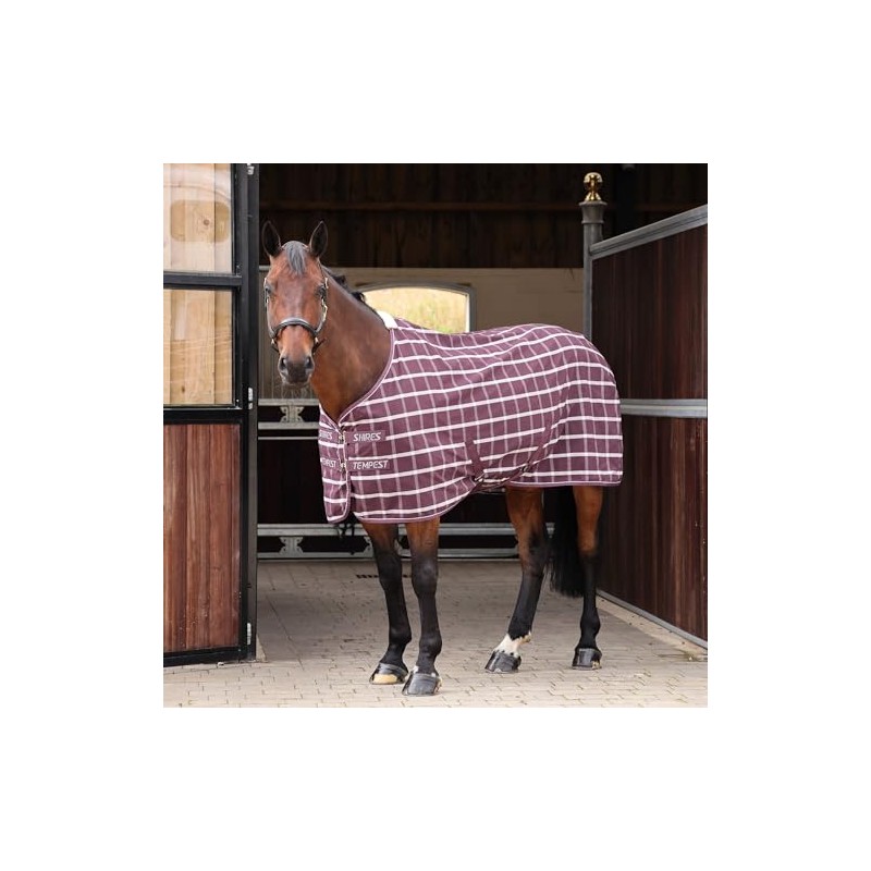 Shires Tempest Original Stable Sheet - Maroon Check 5ft9