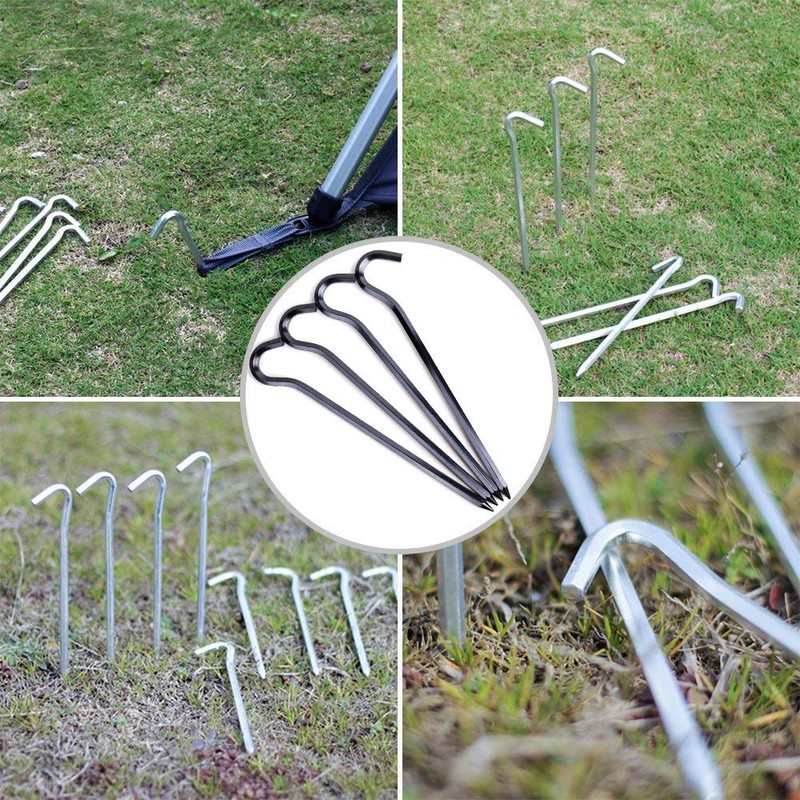 Tent Pegs - 12Pcs Aluminium Tent Stakes Pegs with Hook