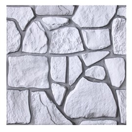 COMSTICKC 3D Wall Panels,Faux Gray Stone Peel and Stick Wall Panels,10 Pcs of 12"X12",Ultra-Light Thin PVC Whitewash Adhesive Irregular Rocks Stone Backsplash Interior Decor,Paintable Decorative Tiles