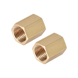 sourcing map Brass Pipe Fitting Connector Straight Hex Nipple Coupler 1/4 X 1/4 G Female Thread Gold Tone 2pcs