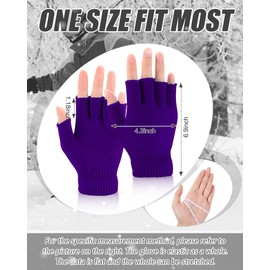 EBOOT Half Finger Gloves Winter Fingerless Gloves Knit Unisex Gloves for Men Women Cold Weather Windproof Outdoor Sports (Purple)