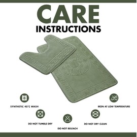 Lions Bath Mat - 2 Piece Greek Key Pattern Bath Mats for Bathroom, Non Slip Bathroom Mats Pedestal Set, Super Soft Washable Toilet Rugs, Quick Dry Water Absorbent, Sage Green