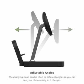 ZAGG mophie Snap+ charging stand & Pad with UK/Ireland Adapter, Qi-Enabled devices, Fast Charging, Up to 15W, 2 devices, Black
