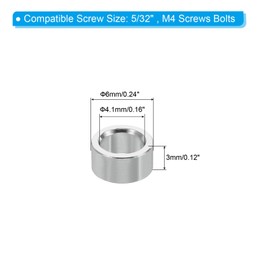 PATIKIL M4 Aluminum Spacer 10pcs Metal Spacers Aluminum 4.1mm ID x 6mm OD x 3mm L Aluminum Spacer Screw Stand Round