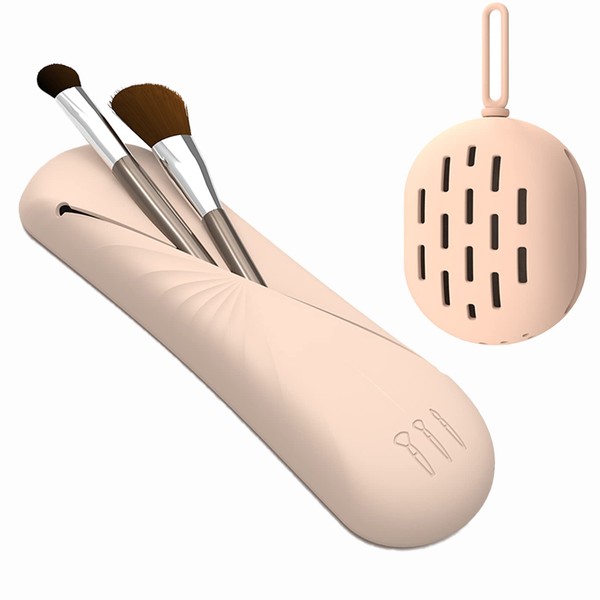 Juego de 2 soportes para brochas de maquillaje de viaje,
