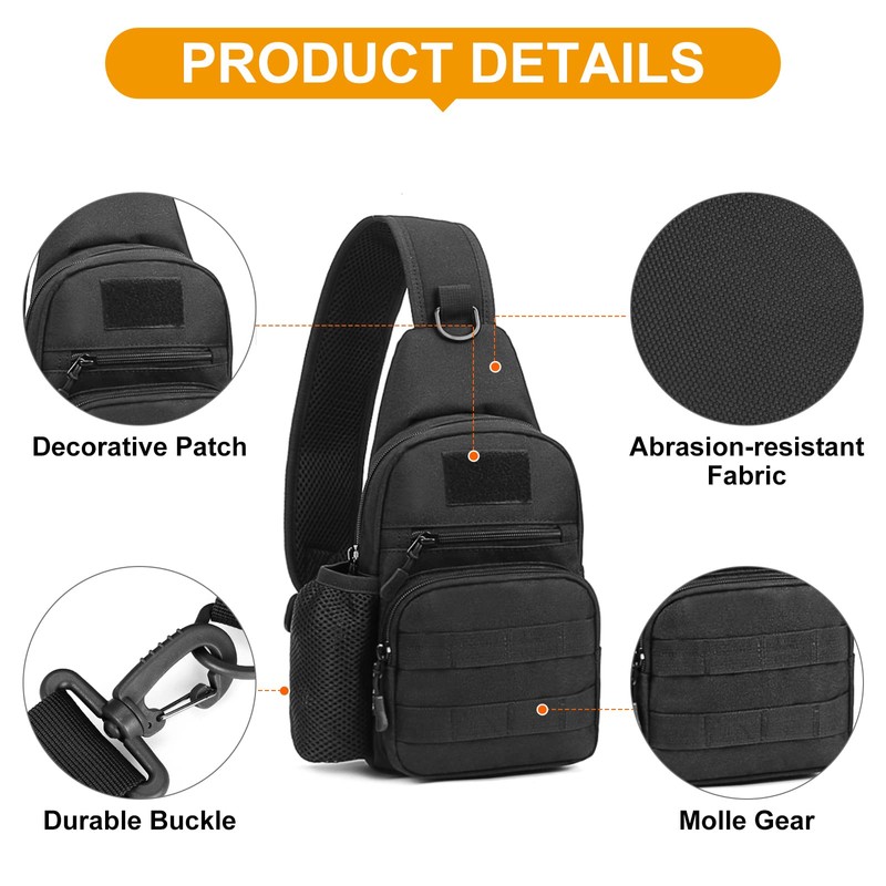 HUNTVP Tactical Military Chest Sling Bag Molle Crossbody Shoulder Pack