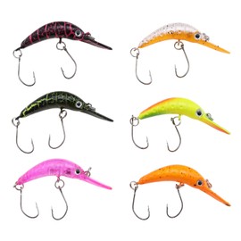 LT Easiyl 6pcs 3D Minnow Double Hook Fishing Lures Size 5.2 CM Weight 2.6g Swimbait Fishing Tackle Lure Kit for Bass Trout Walleye Redfish