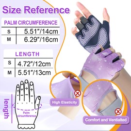 CubePlug Boys Girls Non-Slip Cycling Gloves Half Finger - Padded Grips Palm for Unisex Children, Ideal for Summer Riding, MTB, Bike, Sports, Hiking, Climbing, and Gym (Purple, M)