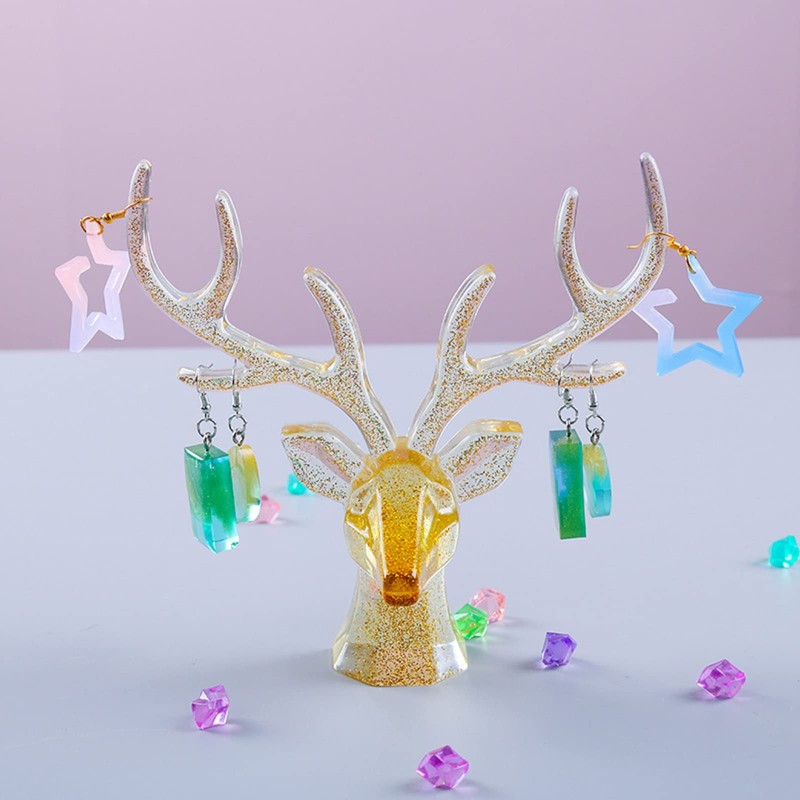 2 Pieces Silicone Jewelry Display Stand Epoxy Resin Mold, Deer