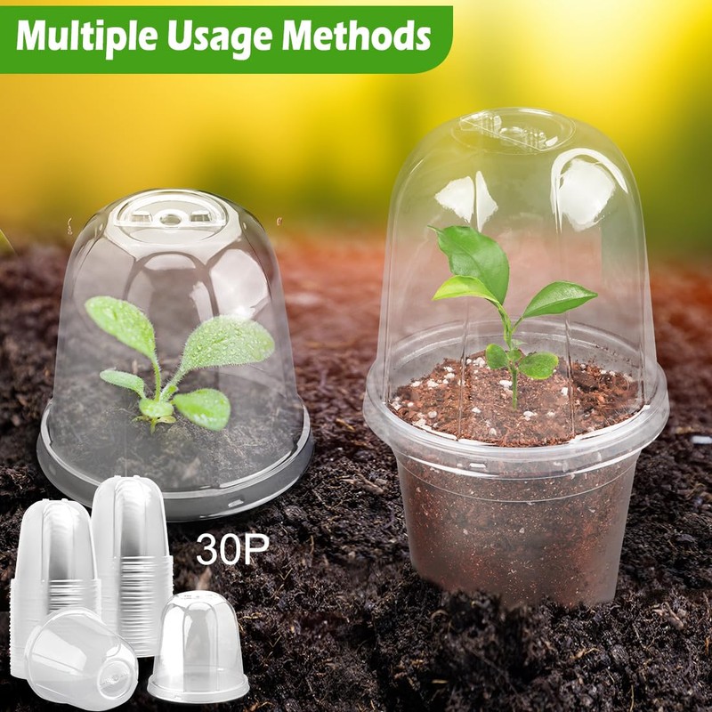 RooTrimmer 6 Inch Clear Humidity Dome, 30 Pcs Adjustable Plant