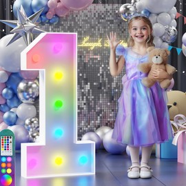 JoyMuse Colorful Marquee Numbers 3FT, Light Up Numbers 1 for 1st Birthday Decoration, 1st Birthday Light Up Sign with 18 Colors Remote Control, Large Numbers for Party Anniversary Decor