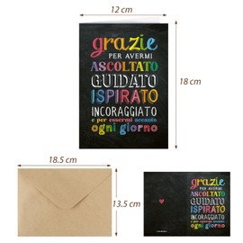 BETESSIN Geschenke für Lehrerin - Grazie per avermi Ascoltato - Abschieds Karte mit Umschlag - Glückwunschkarte aus Italienisch
