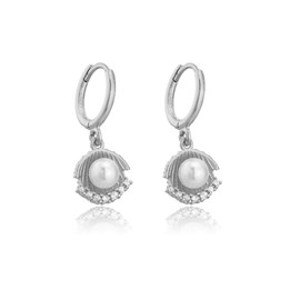 CZ Pearl Seashell Dangle Hoop Earrings for Women Boho Small Sea Shell Piercing Hoops Cartilage Earrings Hypoallergenic Vintage Huggie Sea Beach Summer Holiday Earrings Jewelry (Silver)