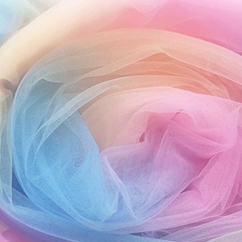 moonfarm Rainbow Tulle Fabric 3.3 - 1.6 ft (1 - 5 m) x Width 59.1 inches (150 cm), Colorful Lace, Crafts, Costume, 3.3 ft (1 m)