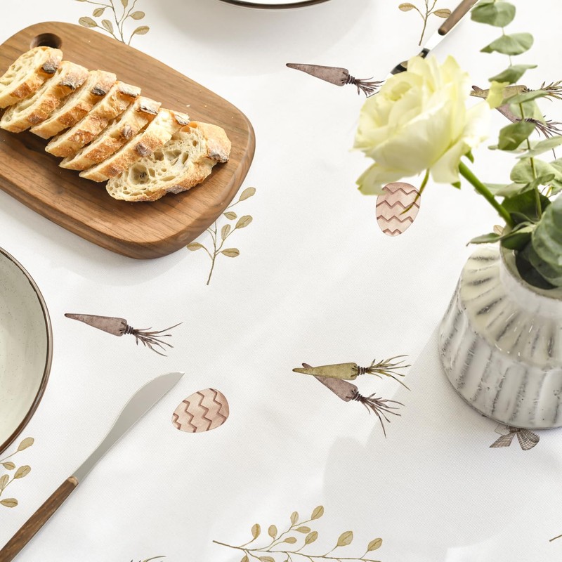 Artoid Mode Polka Dot Bunny Rabbits Carrots Easter Table Cloth,