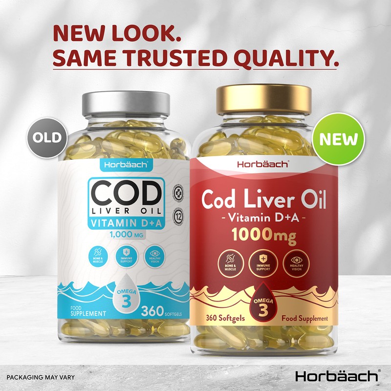 Cod Liver Oil Supplement 1000mg | 360 Softgels | with