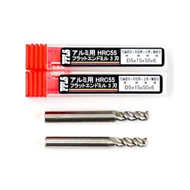 2234 PPLS Flat End Mill, For Aluminum, Carbide Blade, HRC55 Degree, 3 Blades, 0.2 inch (5 mm) Tip Diameter, 2 Pieces