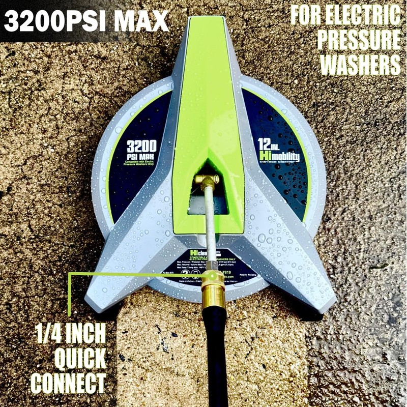 Hiclean 12” Pressure Washer Surface Cleaner with Wheels - 3200