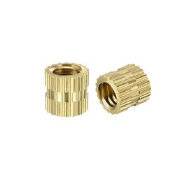 sourcing map Knurled Insert Nuts - 50Pcs M4 x 5mm Length x 5mm OD Female Thread Brass Threaded Insert Embedment Nut for 3D Printer
