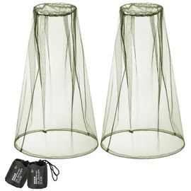Namalu 2 Pack Mosquito Head Mesh Net Face Mesh Net Mosquito Head Protecting Net for Outdoor Hiking Camping Climbing Walking Fly Insects Bugs Prevent(Army Green)