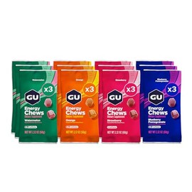 Gu Energy Chews, Variety Pack Energy Gummies with Electrolytes, 12 Bags (24 Servings Total)