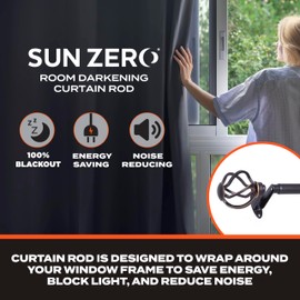 Sun Zero SN45043 Cage Open Work Ball End Blackout Room Darkening Wrap Around Decorative Curtain Rod, 36-66" Adjustable Length, Oil Rubbed Bronze Finish, 3/4" Diameter Steel Tube