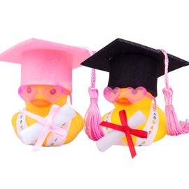 Mwmoeen Lustige Akademiker Gummiente mit Diplom, 2 stück Gummi Ente Auto Armaturenbrett Dekoration mit Graduierung Hut Schärpe Brille Schärpe, Bachelor Geschenk 2025 bei Prüfungen Abschlussfeier