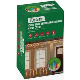 Tupkee Christmas Twinkle Icicle Lights - 12 of 100 Bulbs Twinkling - 5.5 Feet Light String - 100 Incandescent Multicolor Bulbs - Indoor Outdoor - Random Shimmering Sparkling Christmas Icicle Lights